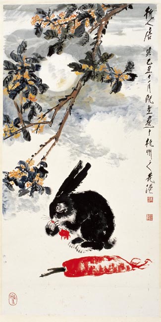 唐云 月兔图 138x69cm