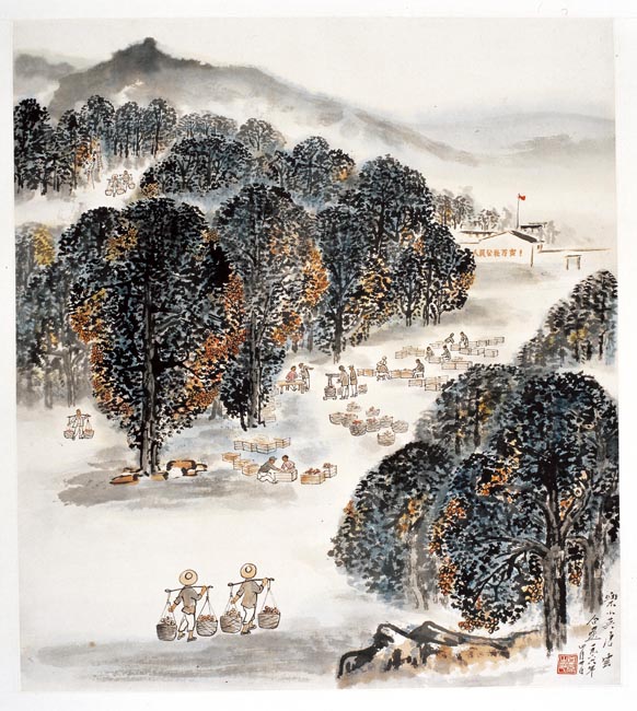 唐云、乐小英合作 人民公社图 60x55cm