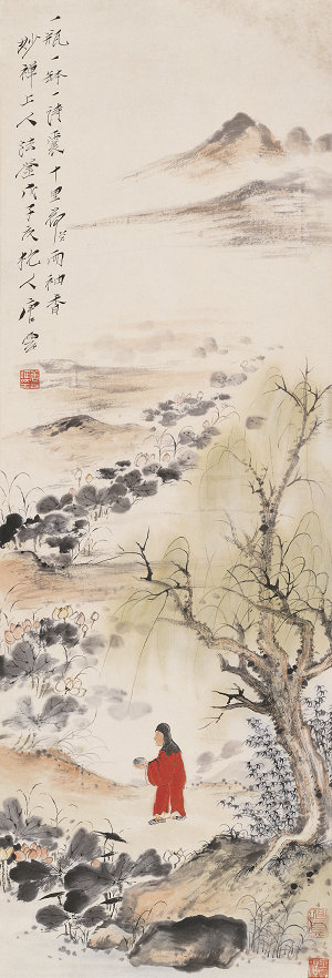 荷香清賞圖