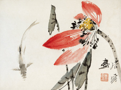 荷花游鱼