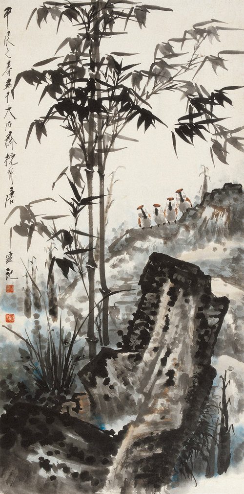 竹林棲雀