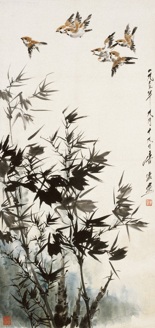 竹林飞雀